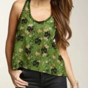 Hi Low Raiser-back beaded 100% silk top
